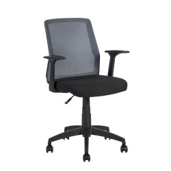 Рабочий стул ALPHA 60x55xH87,5-95cм, сиденье  ткань, цвет  чёрный, спинка  сетка из полиэстера, цвет  серый
