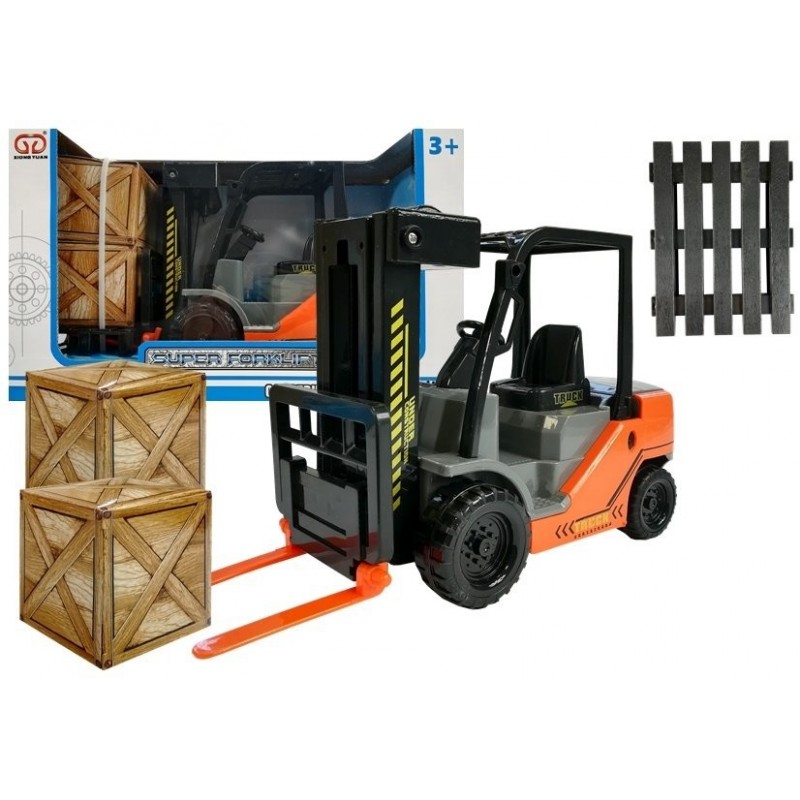 Big Forklift with Pallet and cardboard Boxes