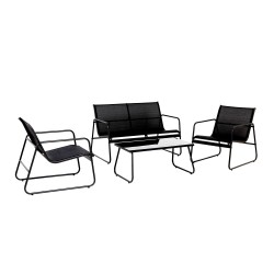 Garden furniture set AIRY table, bench and 2 chairs, black