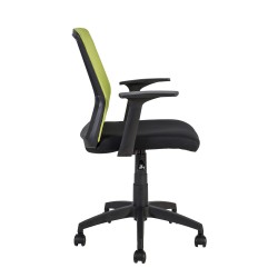 Рабочий стул ALPHA 60x55xH87,5-95cм, сиденье  ткань, цвет  чёрный, спинка  сетка из полиэстера, цвет  зелёный