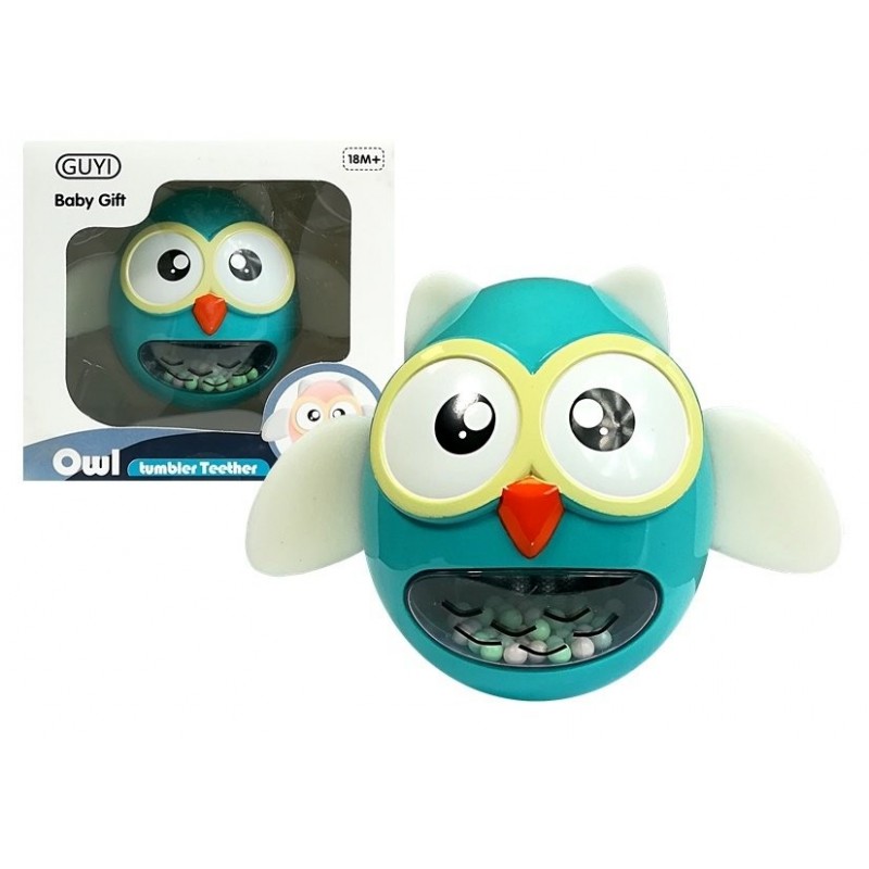 Owl Rattle Teether Children's Toy Turquoise