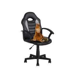 Рабочий стул FORMULA-1 55x56xH88,5-99,5см, сиденье и спинка  кожзаменитель, цвет  чёрный в серую полоску