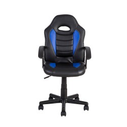 Task chair FORMULA-1 55x56xH88,5-99,5cm, seat and back rest  imitation leather, color  black with blue stripes