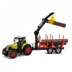 Tractor and forest trailer with wood