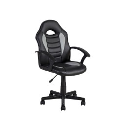 Task chair FORMULA-1 55x56xH88,5-99,5cm, seat and back rest  imitation leather, color  black with grey stipes