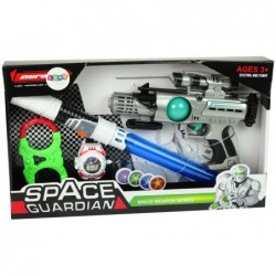 Space Warrior Set Laser Gun Lightsaber Handcuffs Disc Thrower