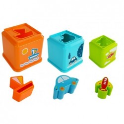 Pyramid of Cups Square with Pictures of Vehicles Sorter for a Baby