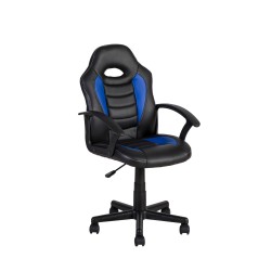 Рабочий стул FORMULA-1 55x56xH88,5-99,5см, сиденье и спинка  кожзаменитель, цвет  чёрный в синюю полоску