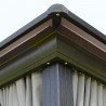 Шатёр SUNSET 3x4x2 2,7м, коричневая алюминиевая рама, поликарбонатная крыша, по бокам бежевые стенки и сетки из нейлон