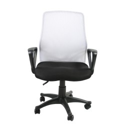 Рабочий стул TREVISO 59x58xH90-102см, сиденье  ткань, цвет  чёрный, спинка  сетка, цвет  белый
