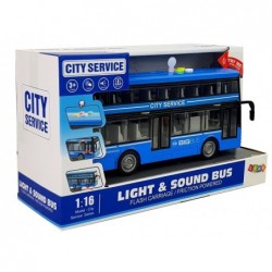 Double-decker Bus with Friction Drive Sound Lights 1:16 Blue