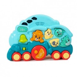 Interactive Locomotive with Animals Animal Sounds Light Effects Blue