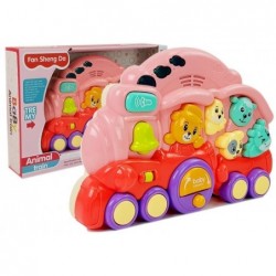 Interactive Locomotive with Animals Animal Sounds Light Effects Pink