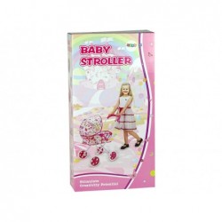 Pink Pushchair for Dolls with Colourful Canopy 66 cm 