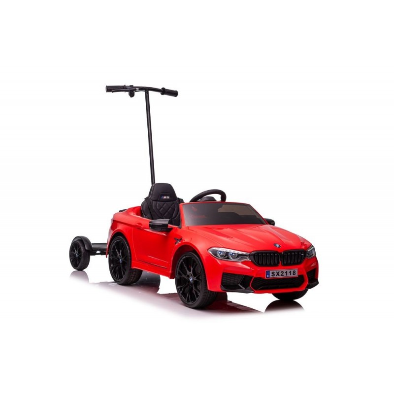 Battery-operated car BMW M5 with platform for parent, red, lacquered