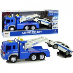 Car Blue Tow Truck Roadside Assistance Toy Car Police Light Sounds 1:16