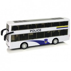 White Double-decker Police Bus with Pull Down Sound