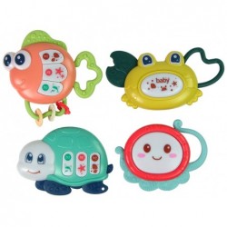 Baby Rattles Set of 4 Pieces Tortoise Fish Sea Animals Teether