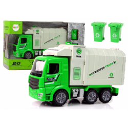 Green Refuse Truck Moving Container Luminous Wheels