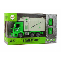 Green Refuse Truck Moving Container Luminous Wheels