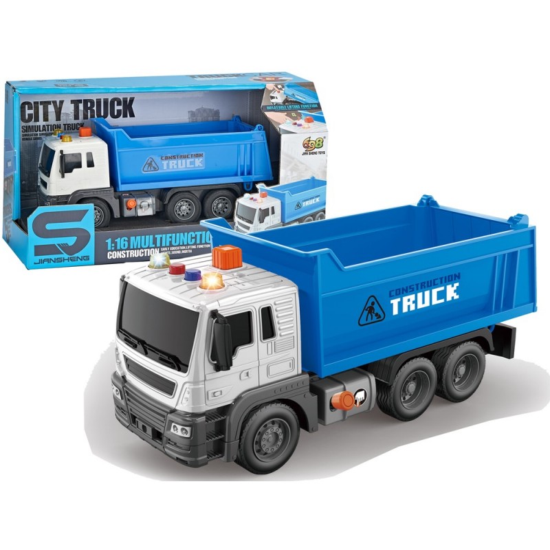 Construction Vehicle Tipper Truck 1:16 Blue Lift Trailer