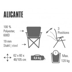 Camp chair Alicante, folding, darkgrey blue