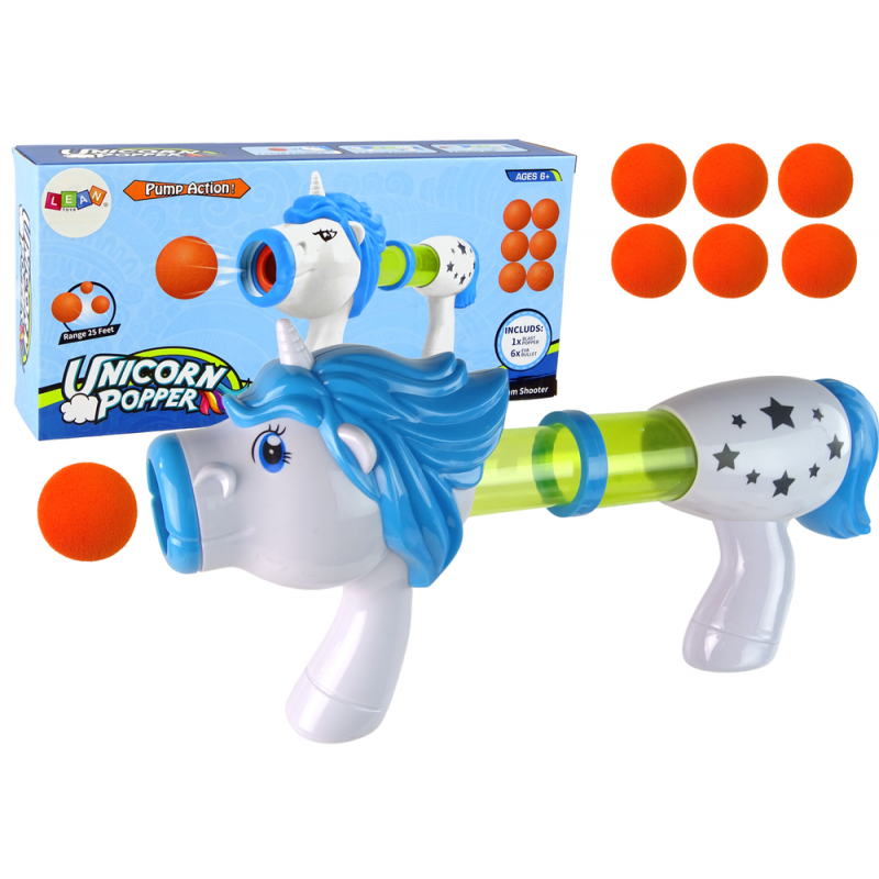 Soft Ball Launcher Gun Unicorn Blue