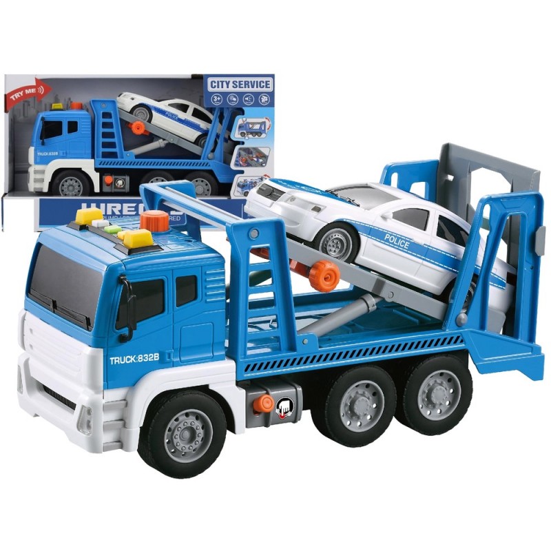 Blue Assistance Truck Police Car Sounds Lights 1:16