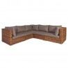 Угловой диван CROCO с подушками (3x29540 +2x295401), деревянная рама с плетением из ротанга, цвет  коричневый
