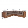 Угловой диван CROCO с подушками (3x29540 +2x295401), деревянная рама с плетением из ротанга, цвет  коричневый