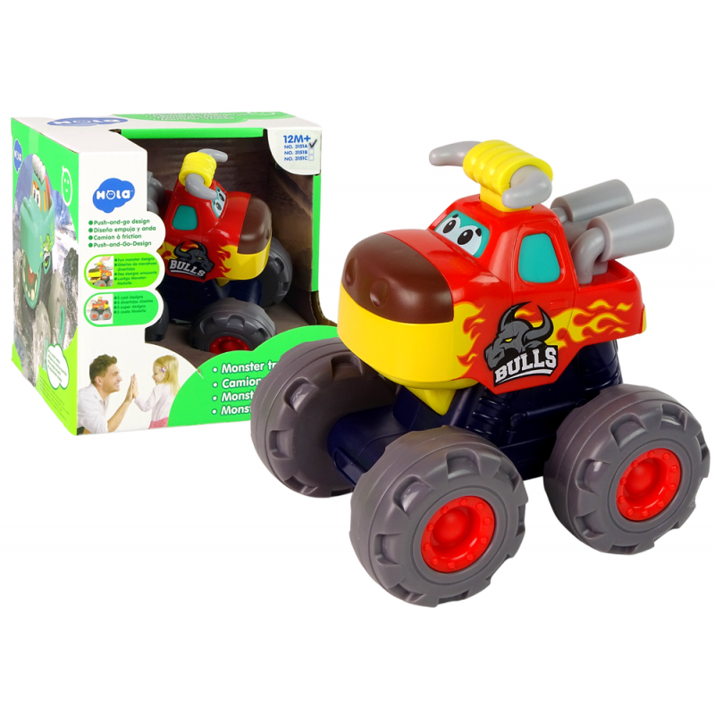 Auto Monster Truck Bull Red For Toddlers Large Wheels