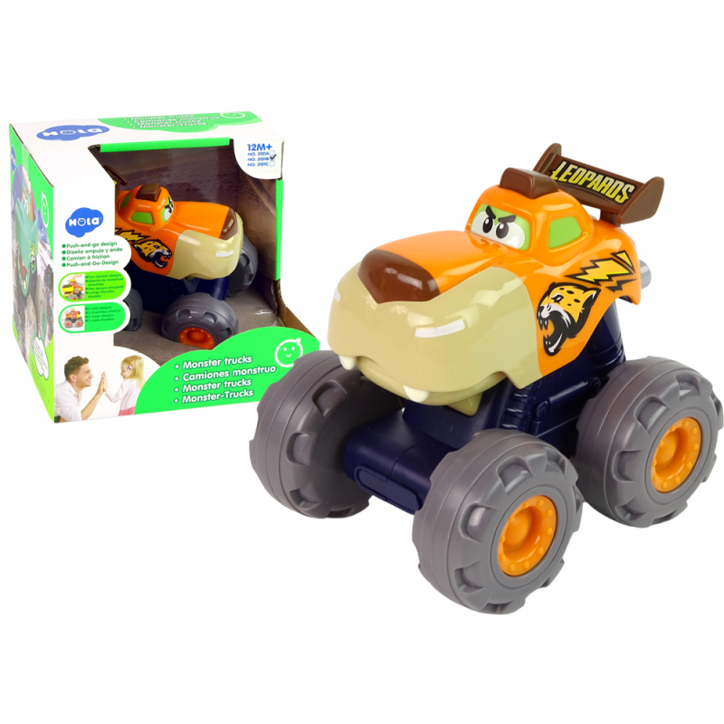 Car for toddlers Monster Truck Tiger with opening mouth Pull Back drive