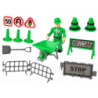 Rubbish Truck Set Road Signs Green Garbage Truck