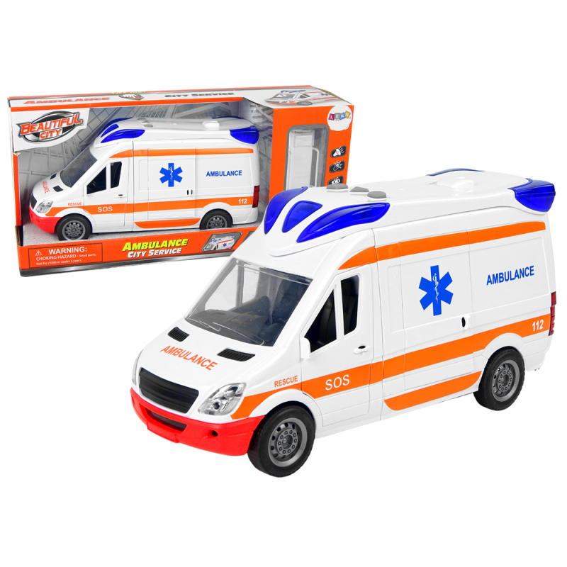 Kiddie Play Ambulance Toy with Lights and Sound Friction Powered Emergency  & Rescue Vehicle Set Doors That Open and a Stretcher