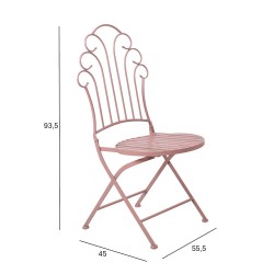 Стул ROSY складной 55,5x45x93,5см, кованое железо, розовый