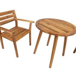 Aiamööbli komplekt FLORIAN laud D70xH75cm, 2 tooli 65x59xH85cm, akaatsiapuit