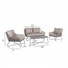 Садовая мебель ANDROS с подушкой, стол, диван и 2 кресла, стальная рама с плетением из пластика, цвет  серый  таупэ