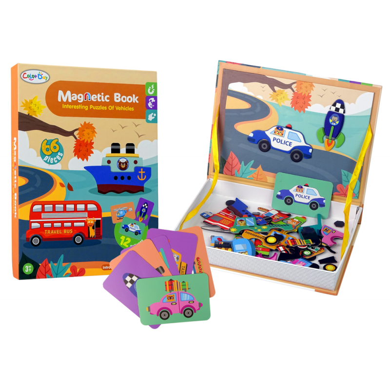Magnetic Jigsaw Book Vehicles Cards Helicopter Police