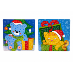 DIY Coloured Mosaic Christmas Sticker Kit Cat Teddy Bear