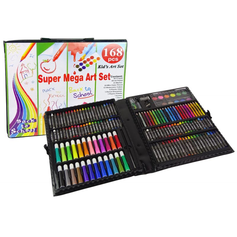 168 piece kids super mega art coloring set with water color, crayons, color  pencil