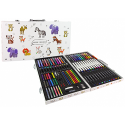 Huge Artistic Painting Set  94 Elements In a suitcase with prints of cheerful animals