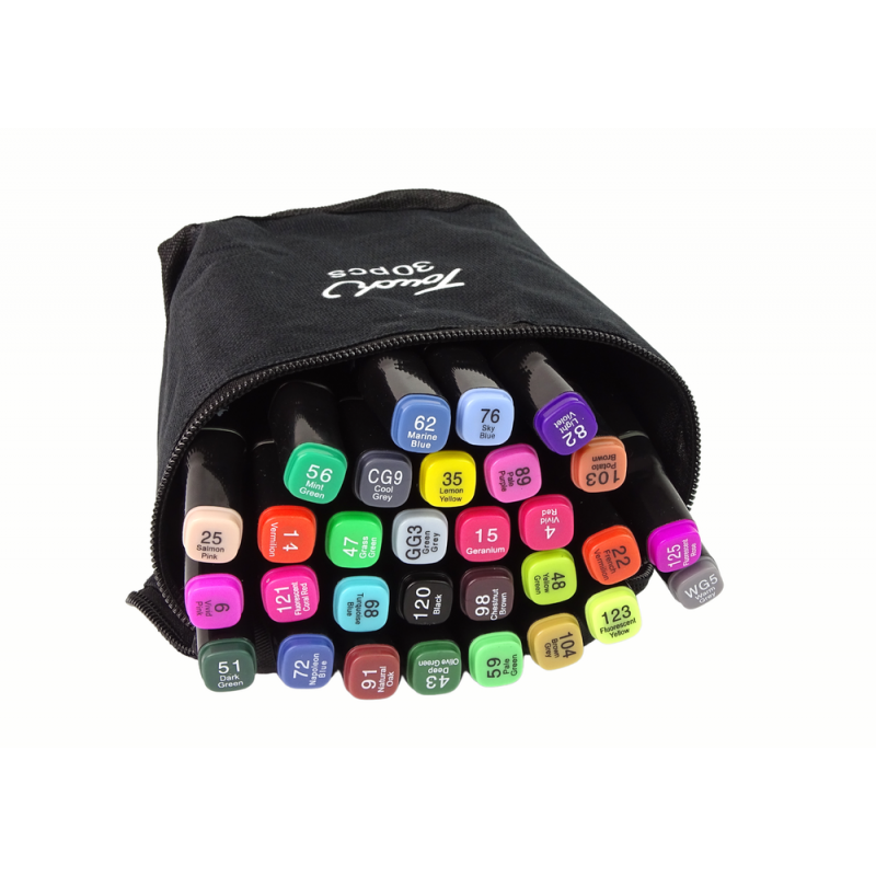 Set of 36 multi-colored double-sided markers in an organizer