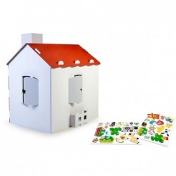 FEBER Large Cardboard Coloring House + Stickers