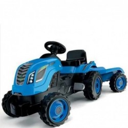 SMOBY Traktor XL Blue with Pedals and Trailer