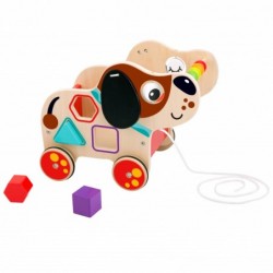 TOOKY TOY Large Wooden Sorter Dog To Pull 2in1 Gears