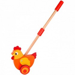 TOOKY TOY Wooden Hen to Push on a Stick