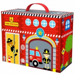 TOOKY TOY Fire Station in Box Theater + FIGURES
