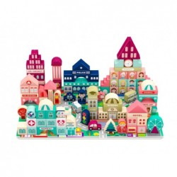 Wooden Blocks City Puzzle of 100 Elements