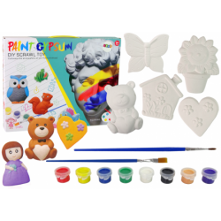 Plaster Casts for Painting Paint Girls Teddy Bear Figures Set