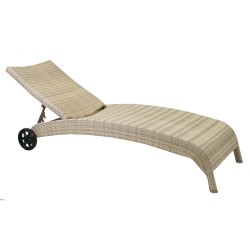 Deck chair WICKER 73x196x99cm, aluminum frame with plastic wicker, color  beige